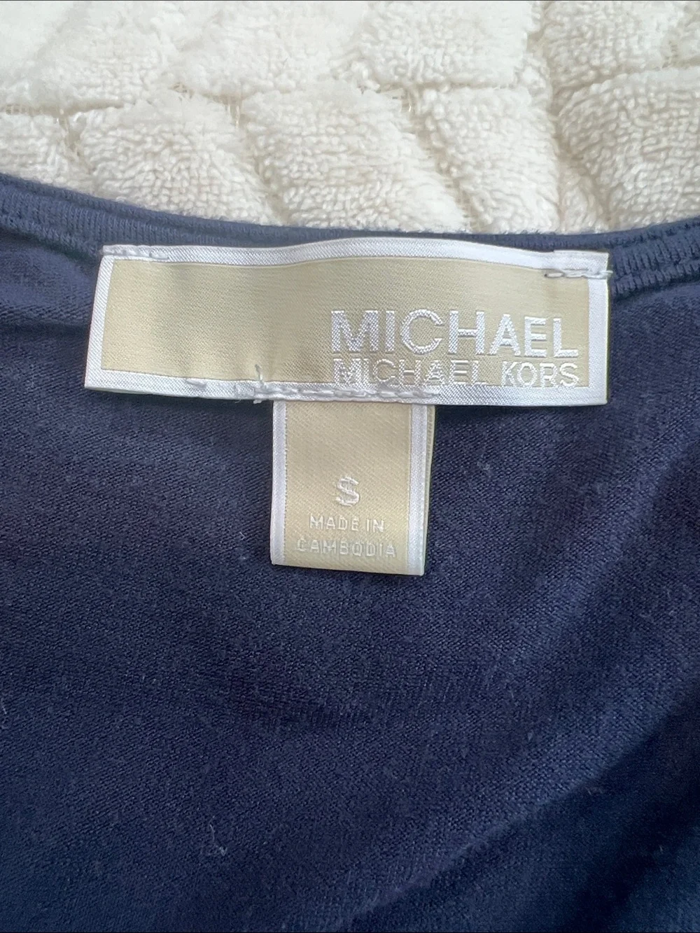 Michael Kors Blue Sleeveless Mixed Media Sheer Hem Top Small